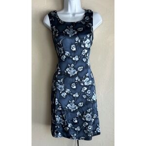 Vintage 90s Y2K DBY Dark Floral Satin Dress 11 12 Blue Fairy Grunge Lace Up